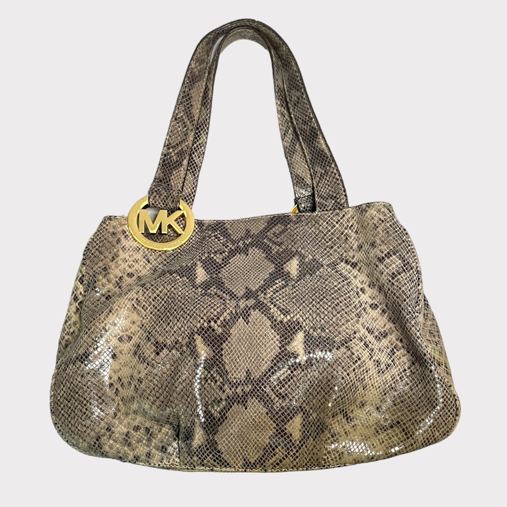 Michael Kors - Python Embossed Leather Shoulder B… - image 1